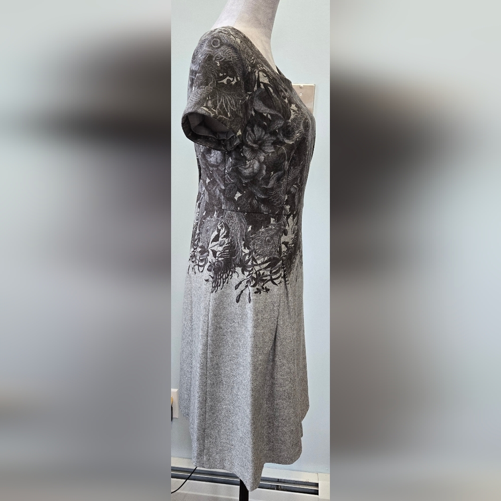 Talbots dress grey wool blend fit&flare black bodice design petite sz 8P - Picture 7 of 10